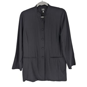 Eileen Fisher Jacket Tropical Viscose Wool Blend Black Size Medium System Office